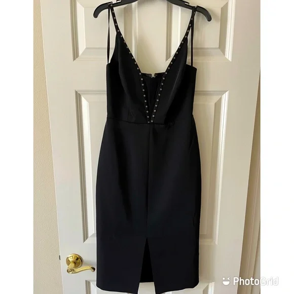 bcbg black midi dress Balmain Black Pleated Jersey Midi Dress main image 0
